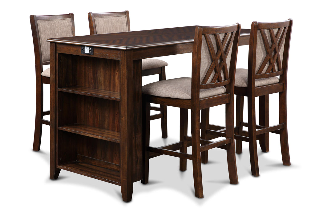 AMY 60" COUNTER TABLE+CHAIRS W/STG (5 PC) -CHERRY image
