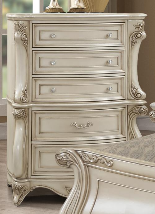 New Classic Furniture Monique 5 Drawer Chest in Pearl