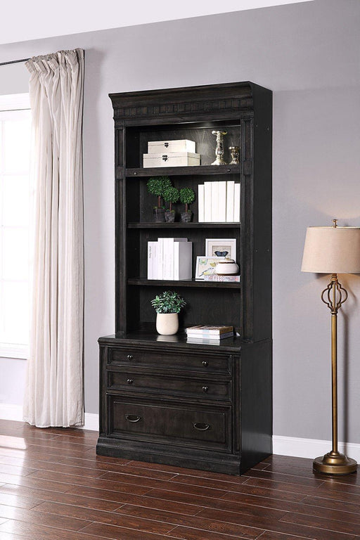 Parker House Washington Heights 2pc Lateral File & Hutch in Washed Charcoal - Visions in Furniture (La Mirada, CA)