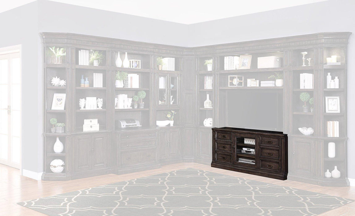 Parker House Washington Heights 66" TV Console in Washed Charcoal - Visions in Furniture (La Mirada, CA)