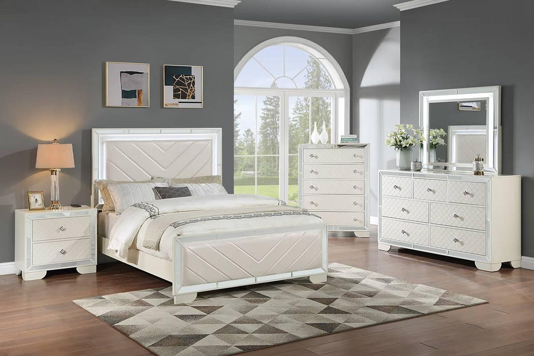 Hothan Queen Bed in Ivory - Visions in Furniture (La Mirada, CA)