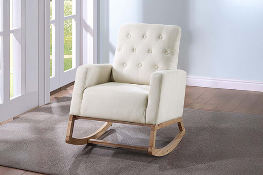 Bstfur Rocker Chair in Ivory Beige/Espresso - Visions in Furniture (La Mirada, CA)