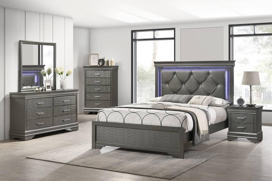 Liihfd Queen Bed in Gray / Dark Gray - Visions in Furniture (La Mirada, CA)