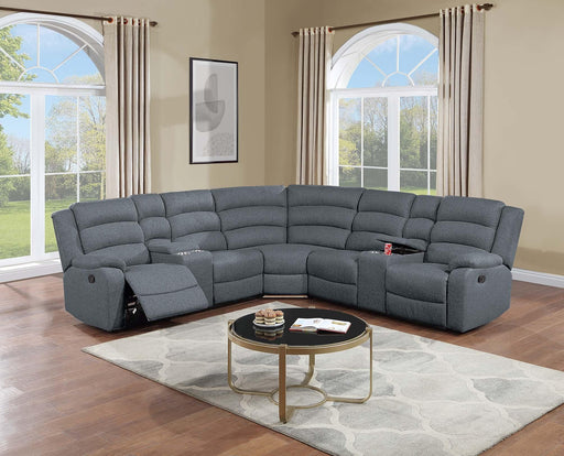 Uniqvn Manual Motion Sectional Set in Dark Gray - Visions in Furniture (La Mirada, CA)