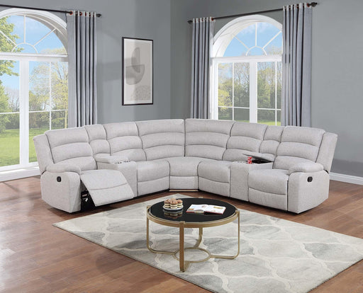 Uniqvn Manual Motion Sectional Set in Sincere Bone - Visions in Furniture (La Mirada, CA)