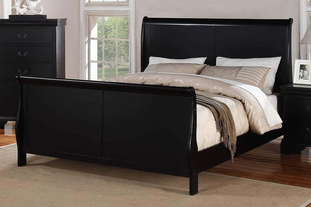 Vfvnco Queen Louis Phillippe Bed - Black in Black - Visions in Furniture (La Mirada, CA)