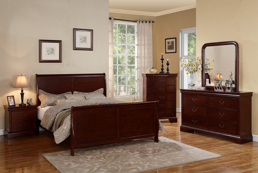 Vfvnco Queen Louis Phillippe Bed - Cherry in Cherry - Visions in Furniture (La Mirada, CA)