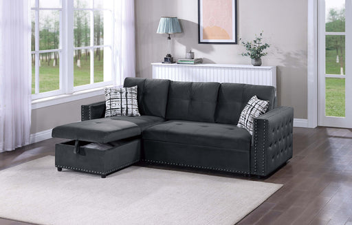 Yanlin Convertible Sectional in Black - Visions in Furniture (La Mirada, CA)