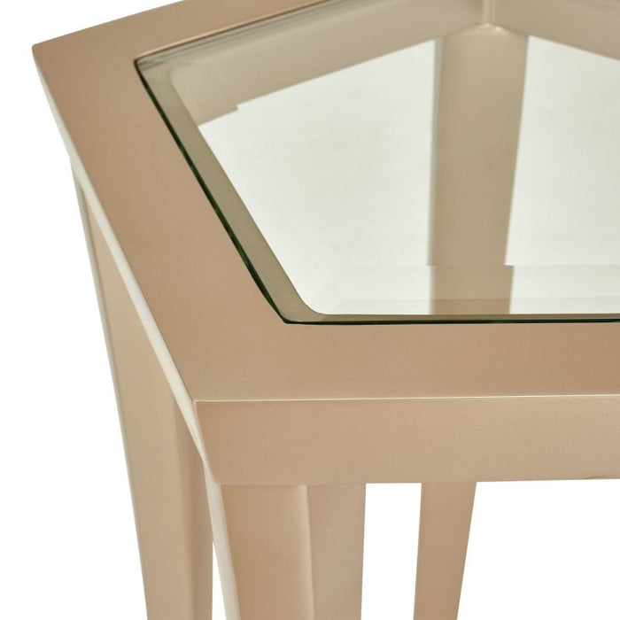 AICO La Rachelle Chairside Table in Medium Champagne - Visions in Furniture (La Mirada, CA)