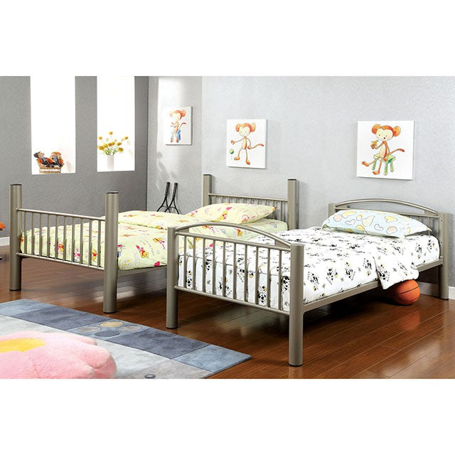 Lovia Metallic Gold Twin/Twin Bunk Bed - Visions in Furniture (La Mirada, CA)