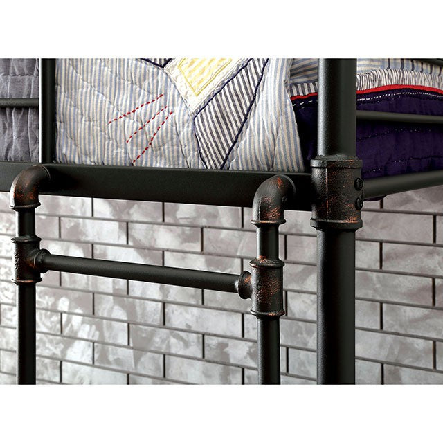 OLGA Antique Black Metal Twin/Twin Bunk Bed - Visions in Furniture (La Mirada, CA)