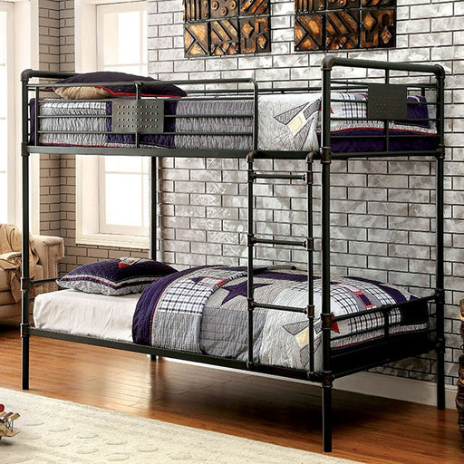 OLGA Antique Black Metal Twin/Twin Bunk Bed - Visions in Furniture (La Mirada, CA)