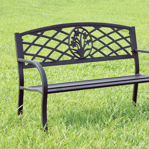 MINOT Black Patio Steel Bench - Visions in Furniture (La Mirada, CA)