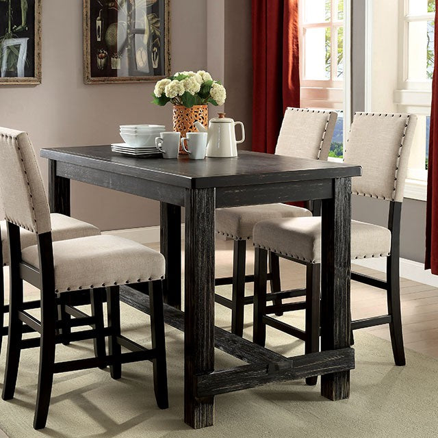 Sania 5 Pc Counter Ht Table Set Black - Visions in Furniture (La Mirada, CA)