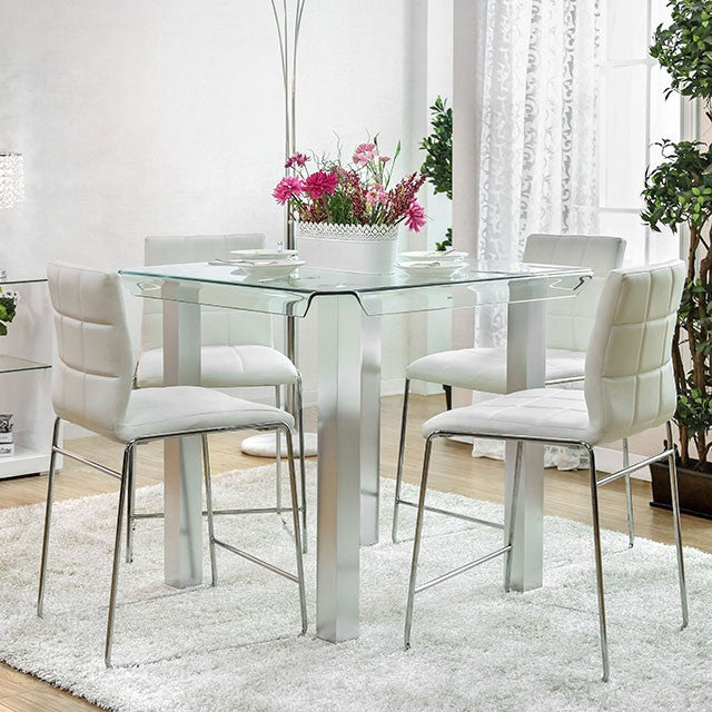 Richfield 5 Pc Counter Ht Table Set Silver - Visions in Furniture (La Mirada, CA)