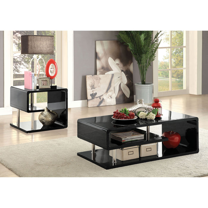 Ninove Black/Chrome Coffee Table - Visions in Furniture (La Mirada, CA)