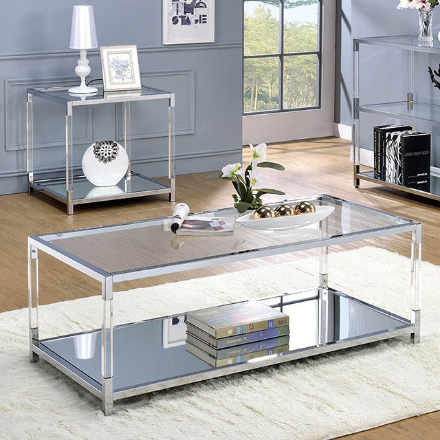 Ludvig Chrome/Clear Coffee Table - Visions in Furniture (La Mirada, CA)