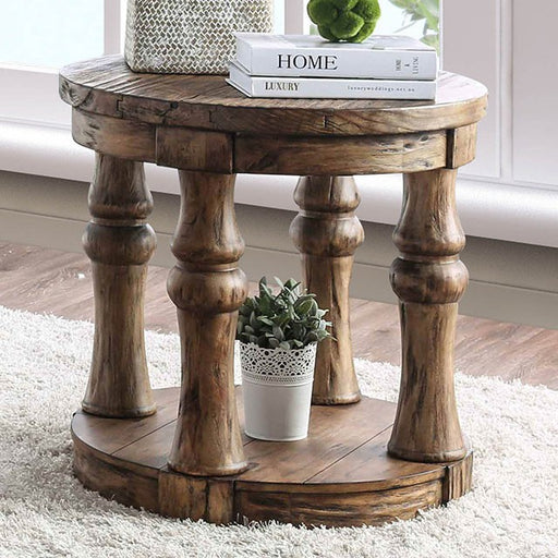 Mika Antique Oak End Table - Visions in Furniture (La Mirada, CA)