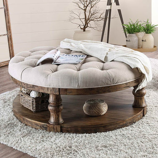 Mika Antique Oak Coffee Table w/ Cushion Top - Visions in Furniture (La Mirada, CA)