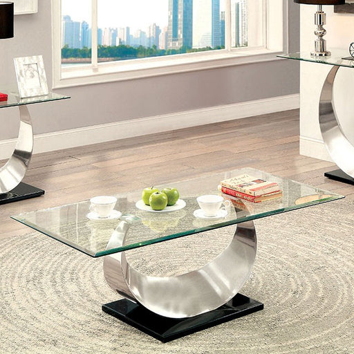 ORLA II Satin Plated/Black Coffee Table - Visions in Furniture (La Mirada, CA)