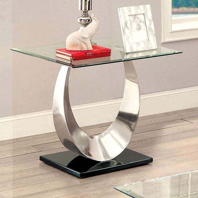 ORLA II Satin Plated/Black End Table - Visions in Furniture (La Mirada, CA)