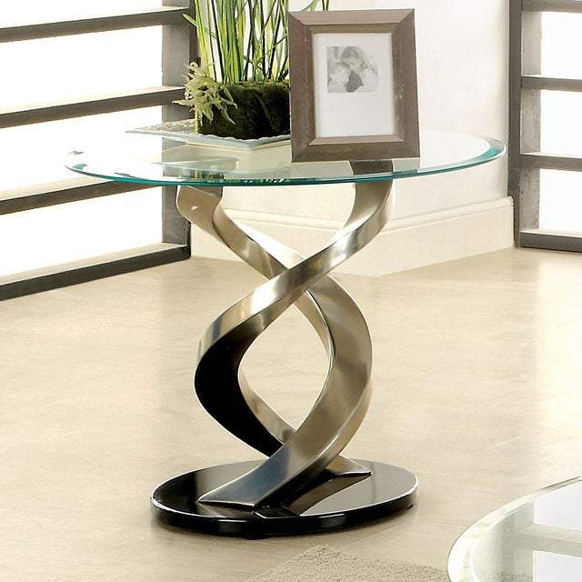 NOVA Satin Plated/Black End Table - Visions in Furniture (La Mirada, CA)