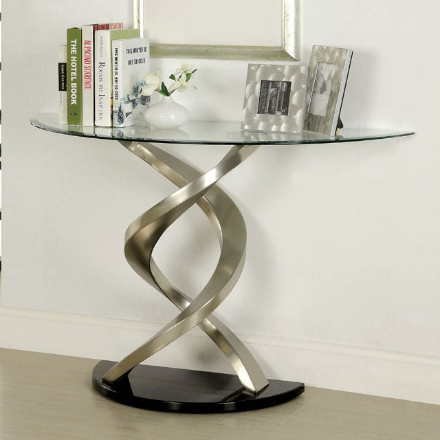 NOVA Satin Plated/Black Sofa Table - Visions in Furniture (La Mirada, CA)