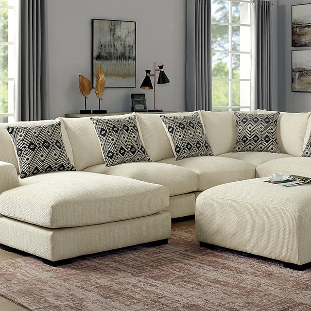 Kaylee U-Sectional w/ Left Chaise + Ottoman Beige - Visions in Furniture (La Mirada, CA)