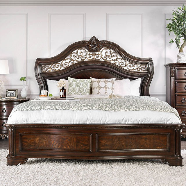 Menodora Brown Cherry Cal.King, E.King, Queen Bed - Visions in Furniture (La Mirada, CA)
