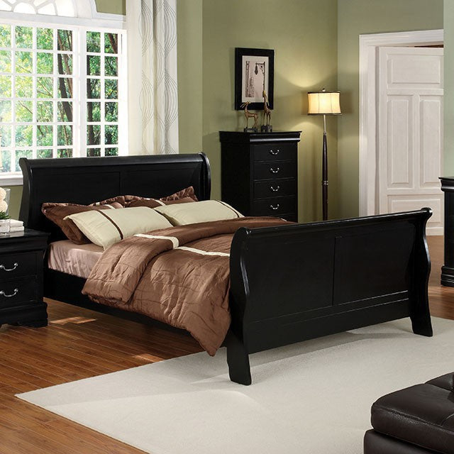 Louis Philippe Cal.King Bed Black & Grey - Visions in Furniture (La Mirada, CA)
