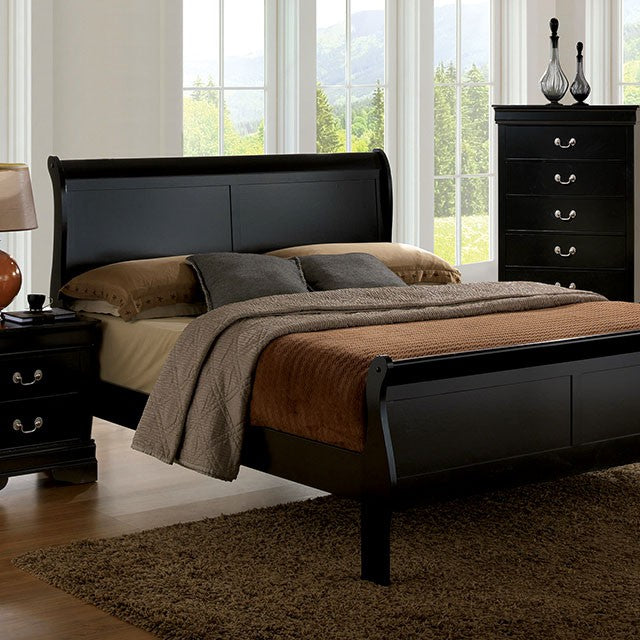 Louis Philippe Bed Black, White, & Cherry - Visions in Furniture (La Mirada, CA)