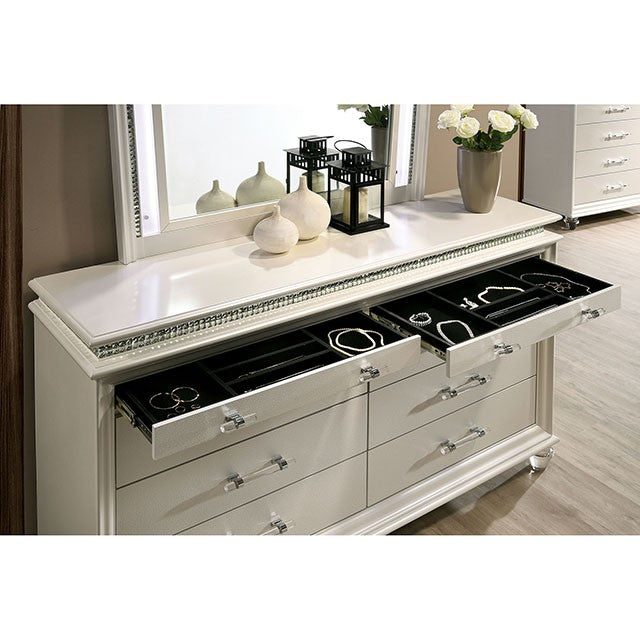 Maddie Bed White & Silver - Visions in Furniture (La Mirada, CA)