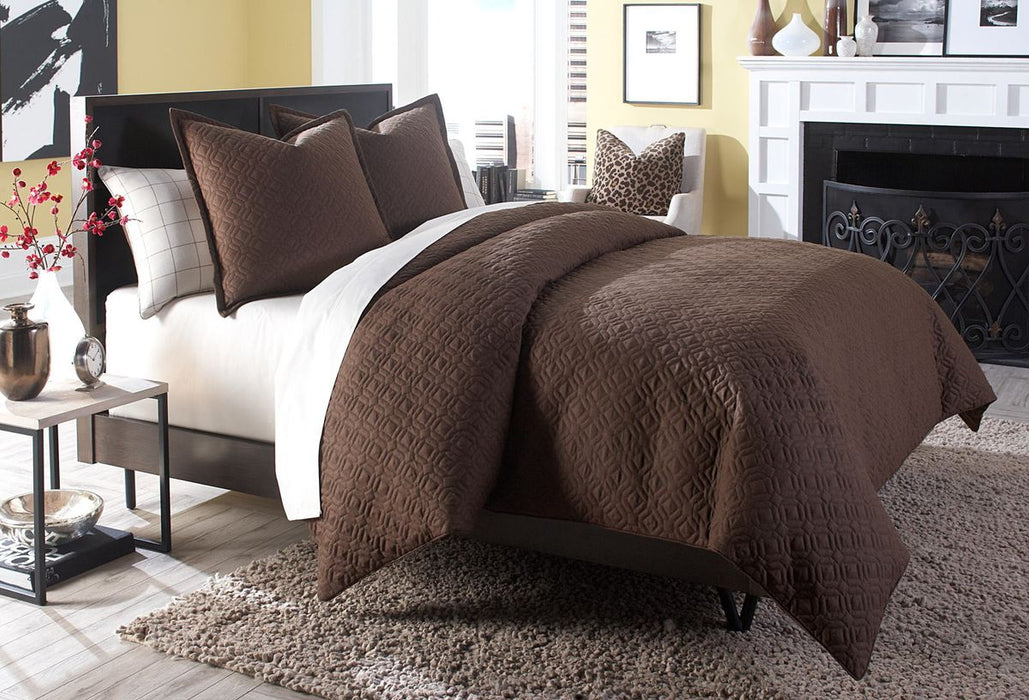 AICO Leigh 3-pc King Coverlet/Duvet Set in Cocoa - Visions in Furniture (La Mirada, CA)