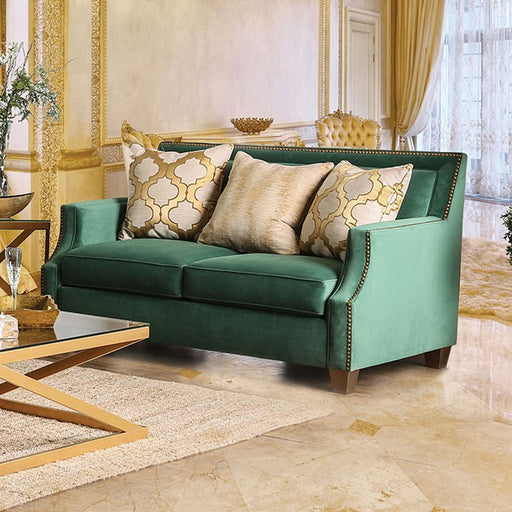 VERDANTE Emerald Green/Gold Love Seat - Visions in Furniture (La Mirada, CA)