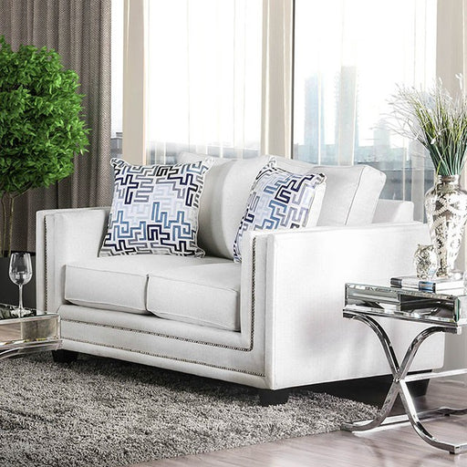 Ilse Off-White/Blue Love Seat - Visions in Furniture (La Mirada, CA)