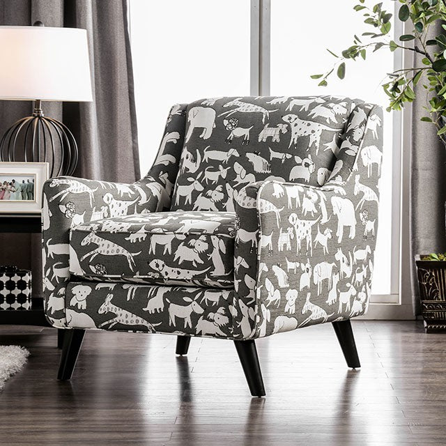 Patricia Ivory/Black Animal Pattern Chair - Visions in Furniture (La Mirada, CA)