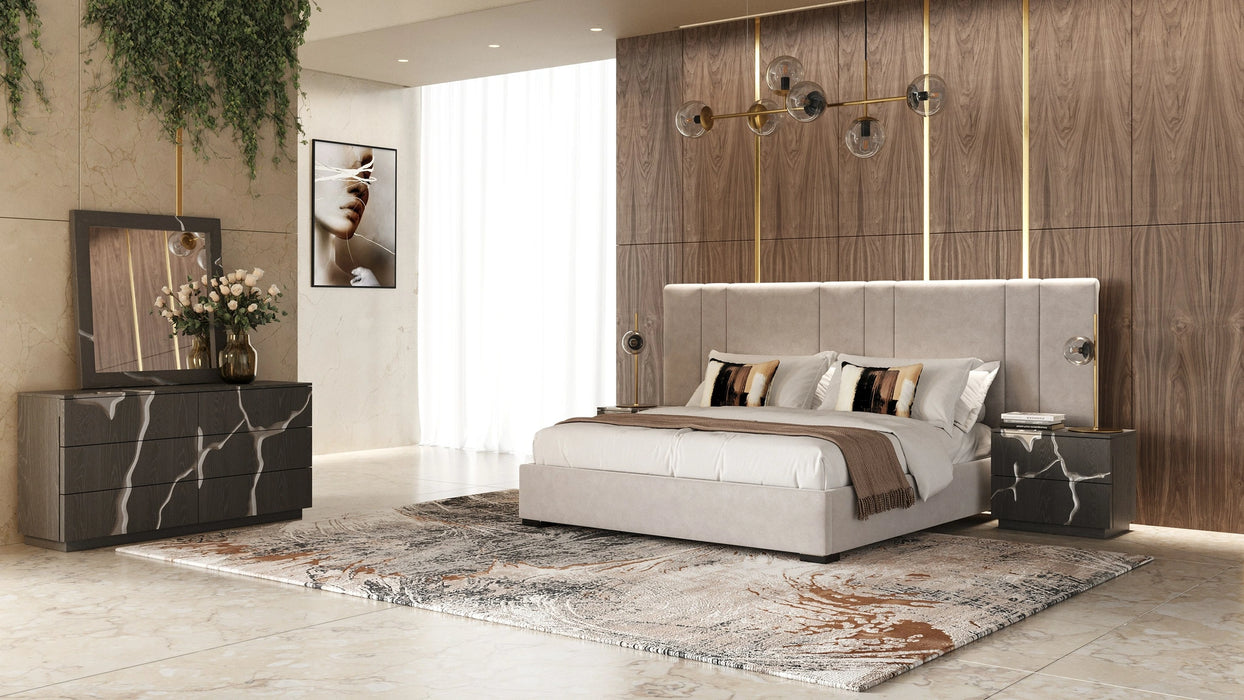 Penelope - Modern Beige Velvet Bed
