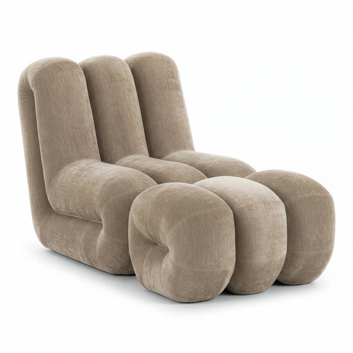 Archie - Modern Taupe Fabric Accent Chair + Ottoman