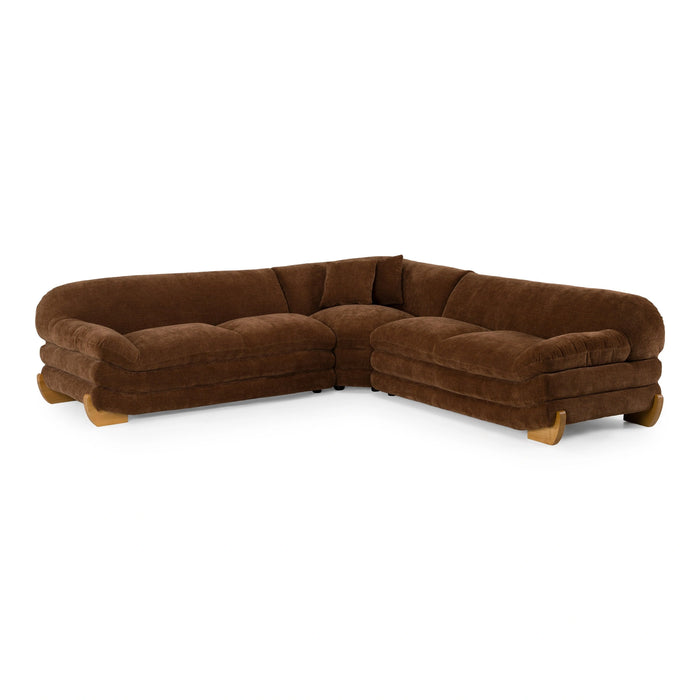 Crockett - Modern Brown Fabric Sectional Sofa