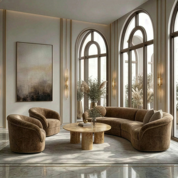 Sheth - Modern Brown Fabric Accent Chair