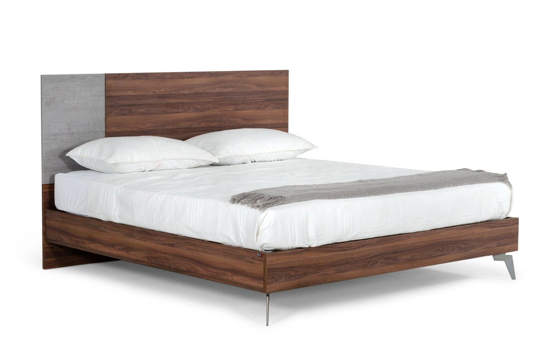 Palermo - Italian Modern Faux Concrete & Walnut 4-Piece Bedroom Set