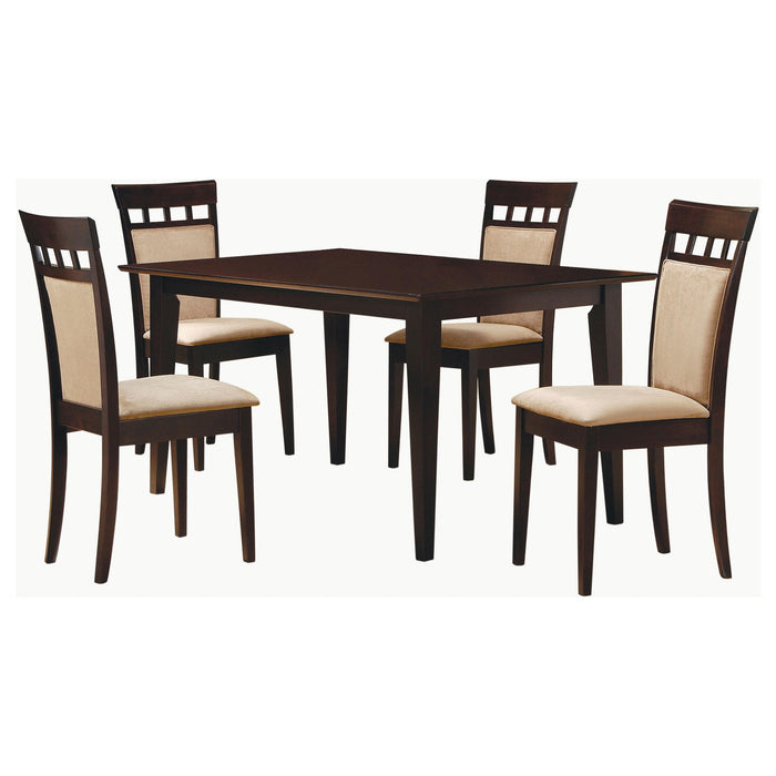 Gabriel 5-piece Rectangular 59-inch Closed Back Dining Set Cappuccino - Visions in Furniture (La Mirada, CA)