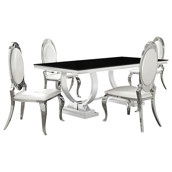 Antoine Rectangular Glass Top Dining Set Chrome - Visions in Furniture (La Mirada, CA)