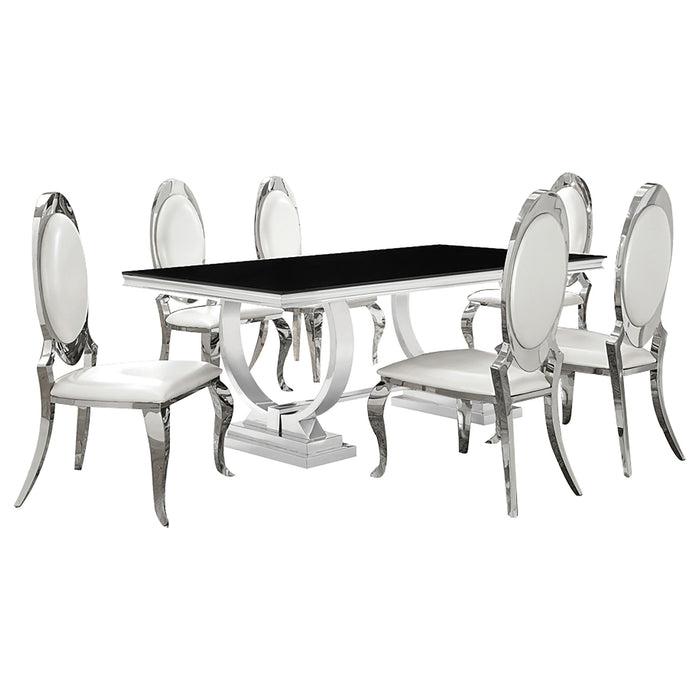 Antoine Rectangular Glass Top Dining Set Chrome - Visions in Furniture (La Mirada, CA)