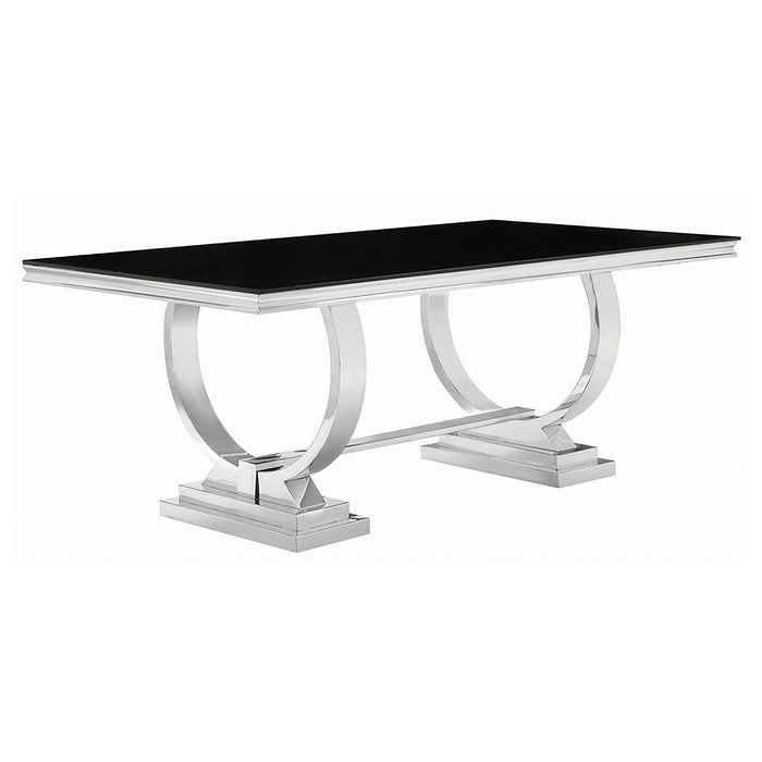 Antoine Rectangular Glass Top Dining Set Chrome - Visions in Furniture (La Mirada, CA)