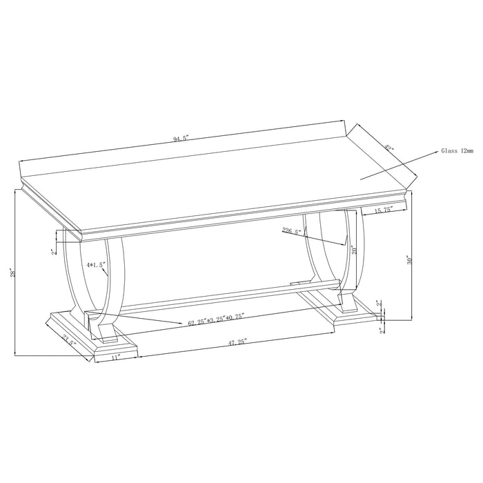Antoine Rectangular Glass Top Dining Set Chrome - Visions in Furniture (La Mirada, CA)