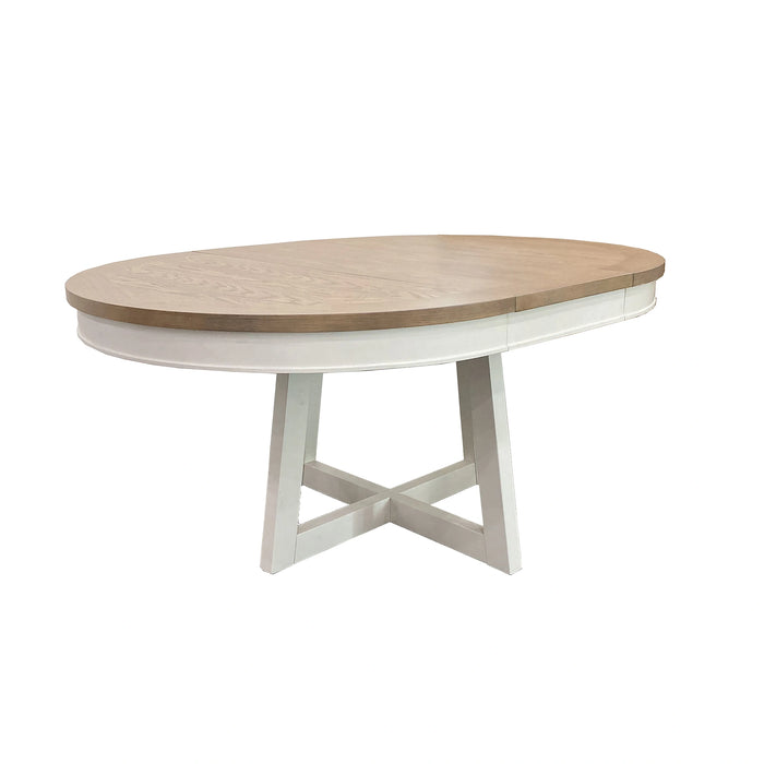 Parker House Americana Modern Dining 48 inch Round Extendable Dining Table and 4 Upholstered Chairs