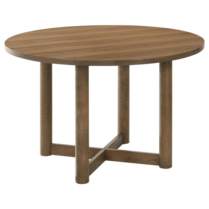 Crestmore 5-piece 46-inch Round Wood Dining Table Set Walnut - Visions in Furniture (La Mirada, CA)