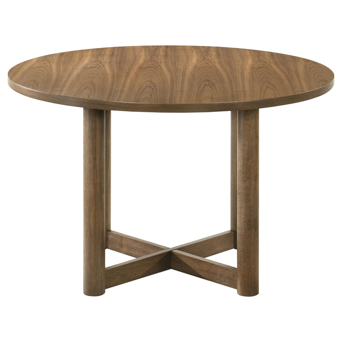 Crestmore 5-piece 46-inch Round Wood Dining Table Set Walnut - Visions in Furniture (La Mirada, CA)