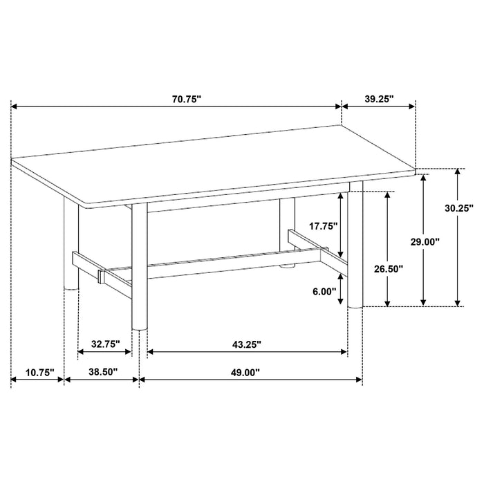 Crestmore 71-inch Rectangular Wood Dining Table Walnut - Visions in Furniture (La Mirada, CA)